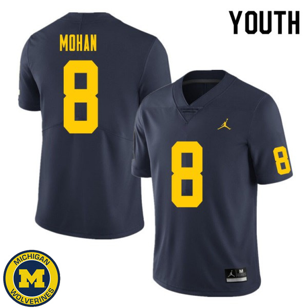 Youth Michigan Wolverines #8 William Mohan Navy Official Game Jersey